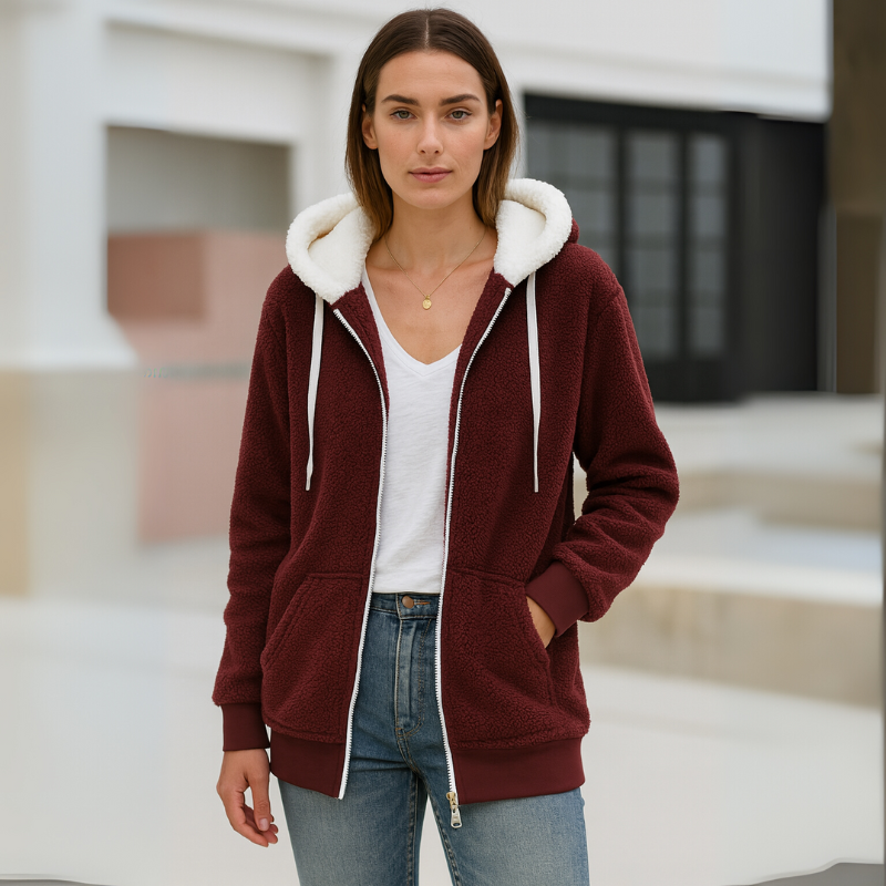 Women's Hoodie Jacket Sherpa-Lined Sweatshirt 0