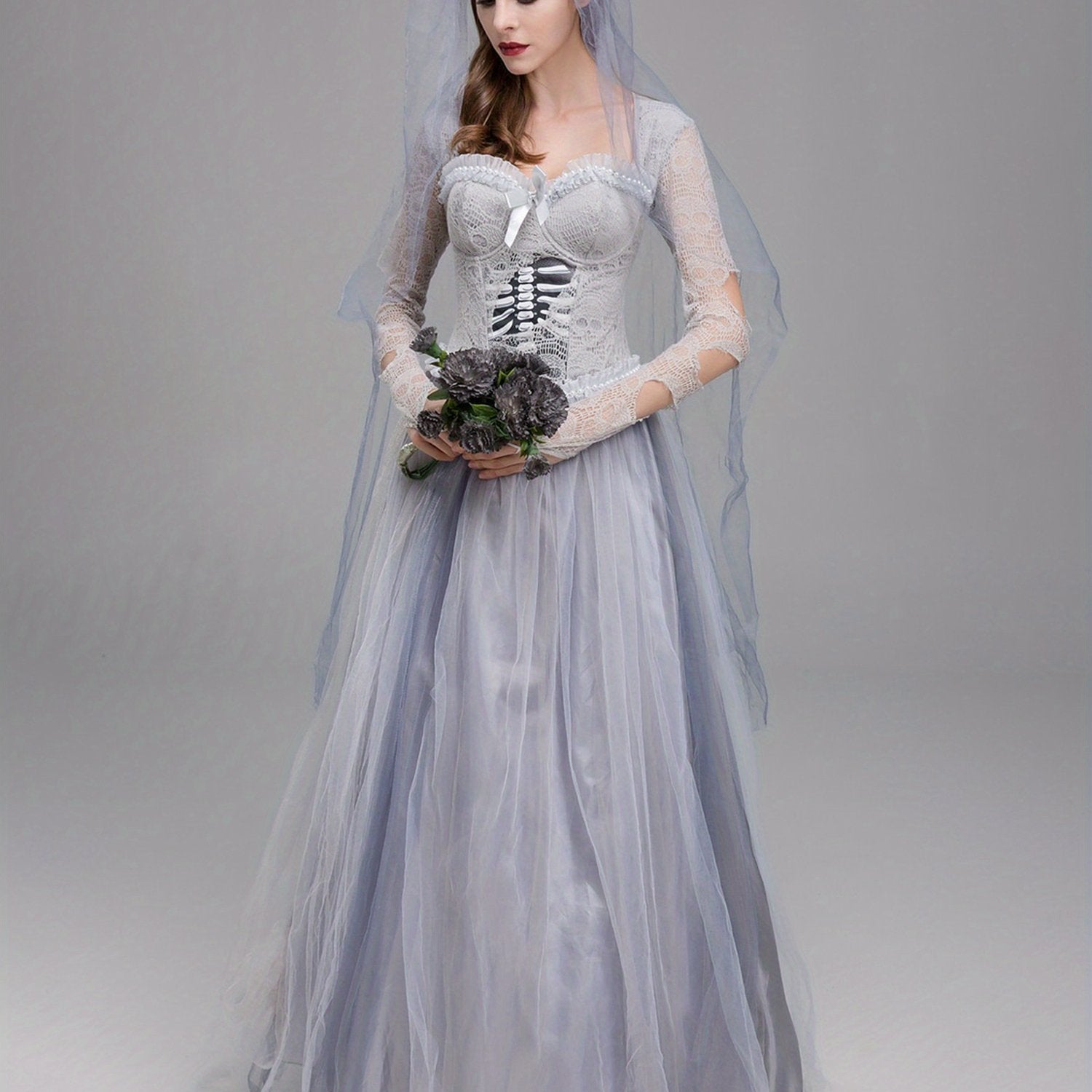 Women’s Lace Maxi Dress | Gothic Corpse Bride Halloween Costume 0