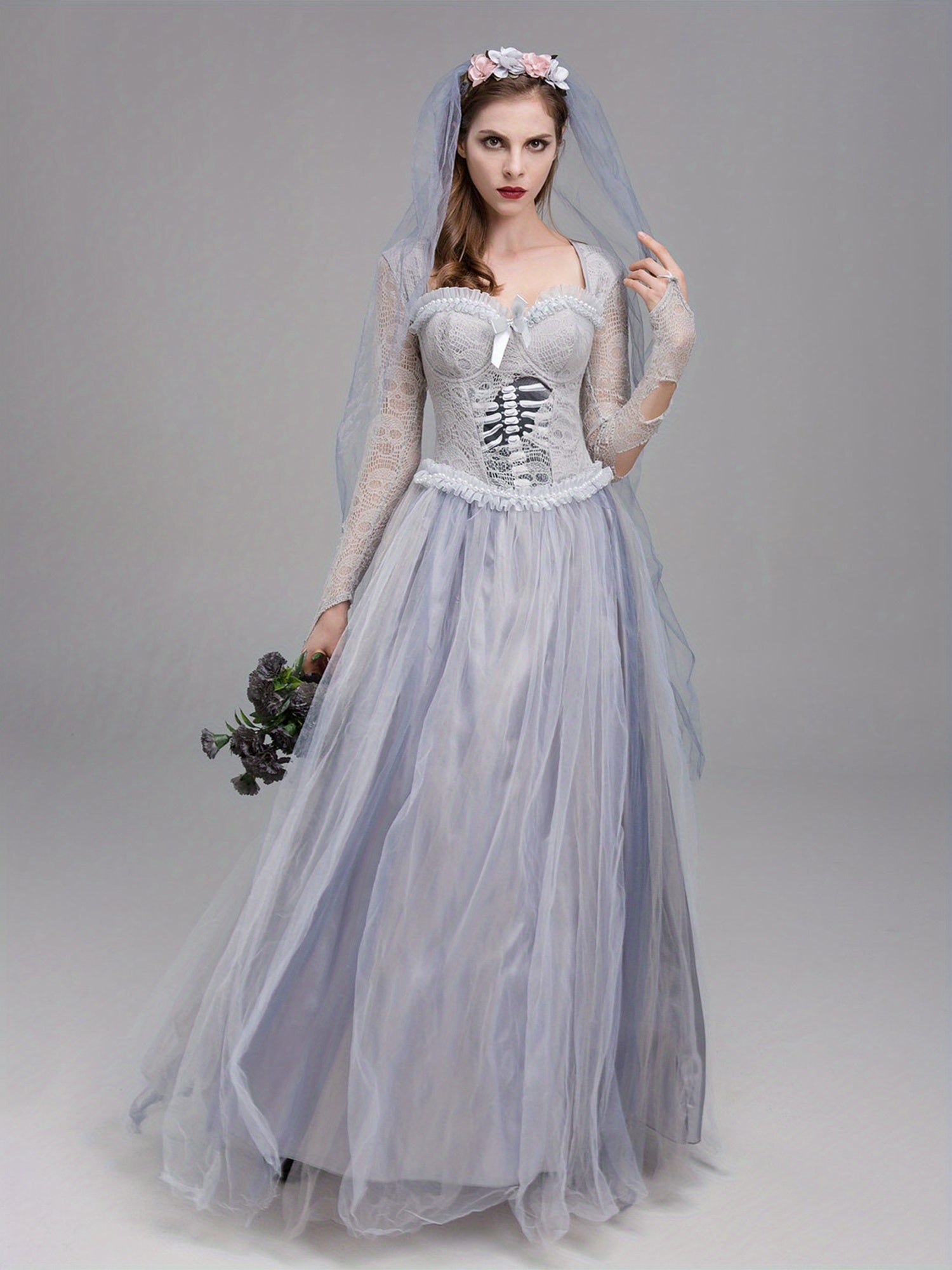 Women’s Lace Maxi Dress | Gothic Corpse Bride Halloween Costume 3