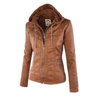 Women's Leather Hooded Jacket | Lightweight Moto Style 1