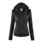 Women's Leather Hooded Jacket | Lightweight Moto Style 5