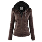 Women's Leather Hooded Jacket | Lightweight Moto Style 7