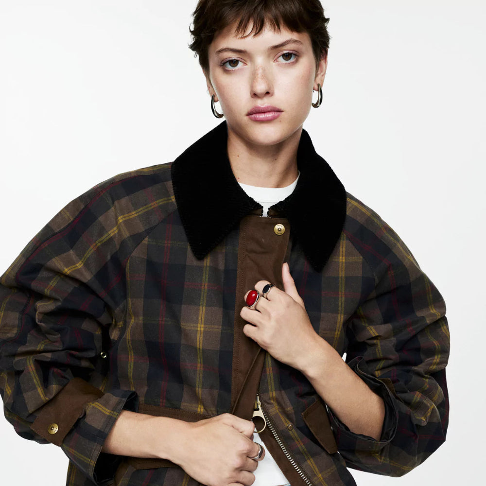 Women's Oversized Plaid Jacket - Long Casual Coat 0