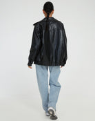 Women's oversized leather jacket 0