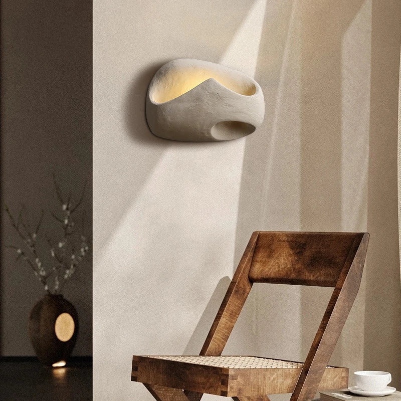 ZenGlow – Wabi-Sabi Cement Wall Sconce with Soft LED Light for Tranquil Interiors 6