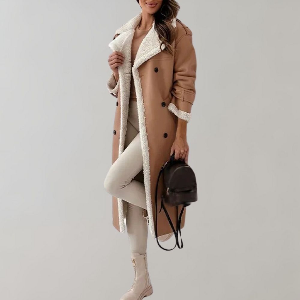 single-breasted winter coat made of soft leather 3