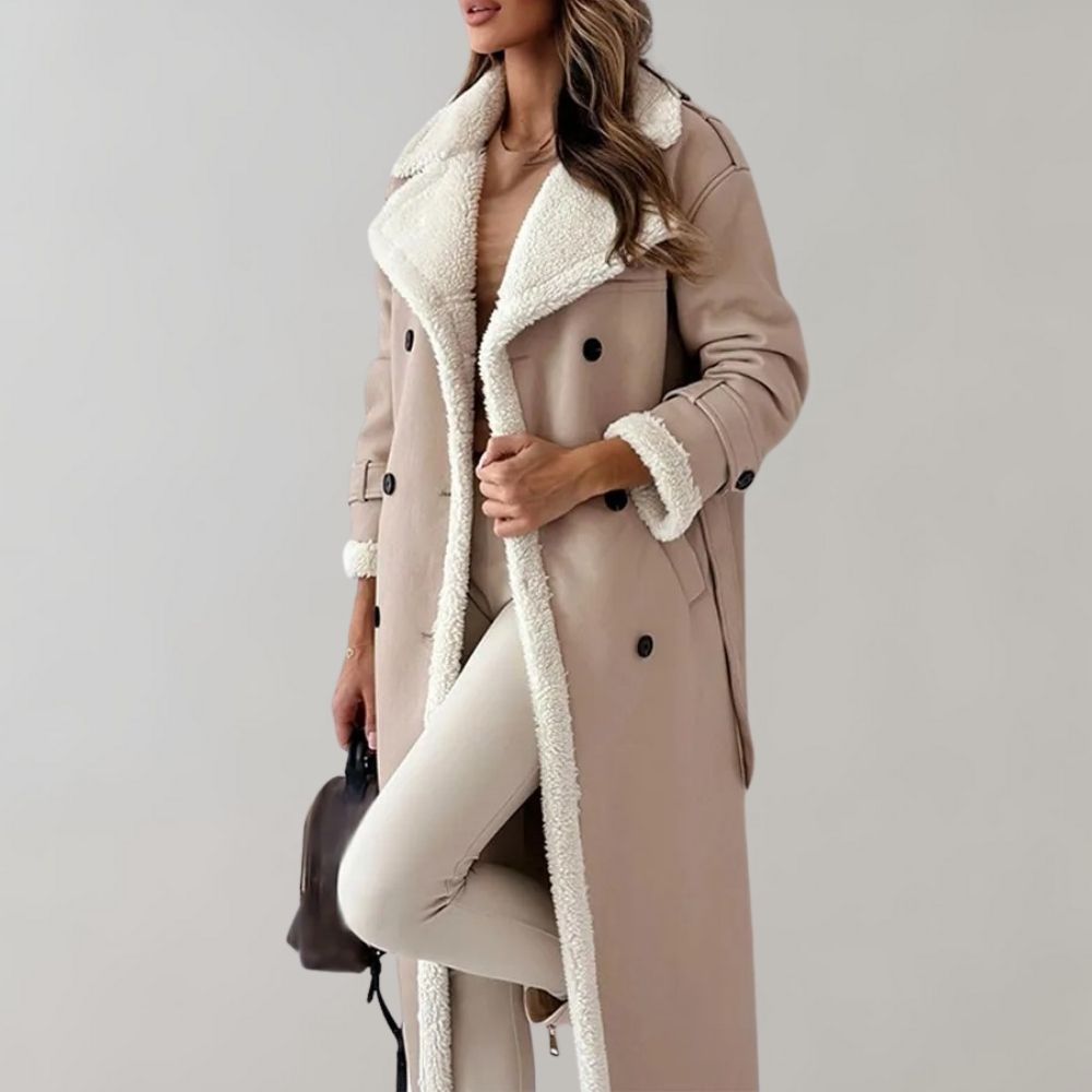 single-breasted winter coat made of soft leather 5