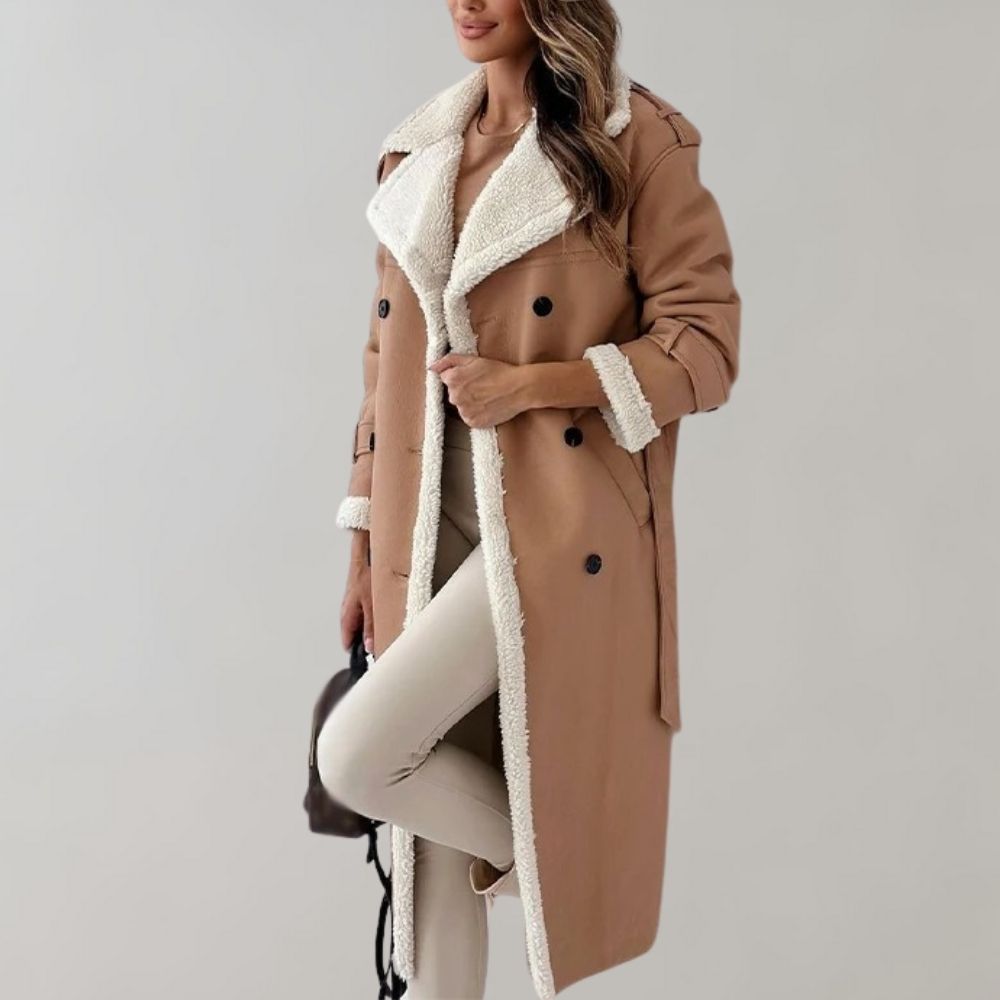 single-breasted winter coat made of soft leather 7