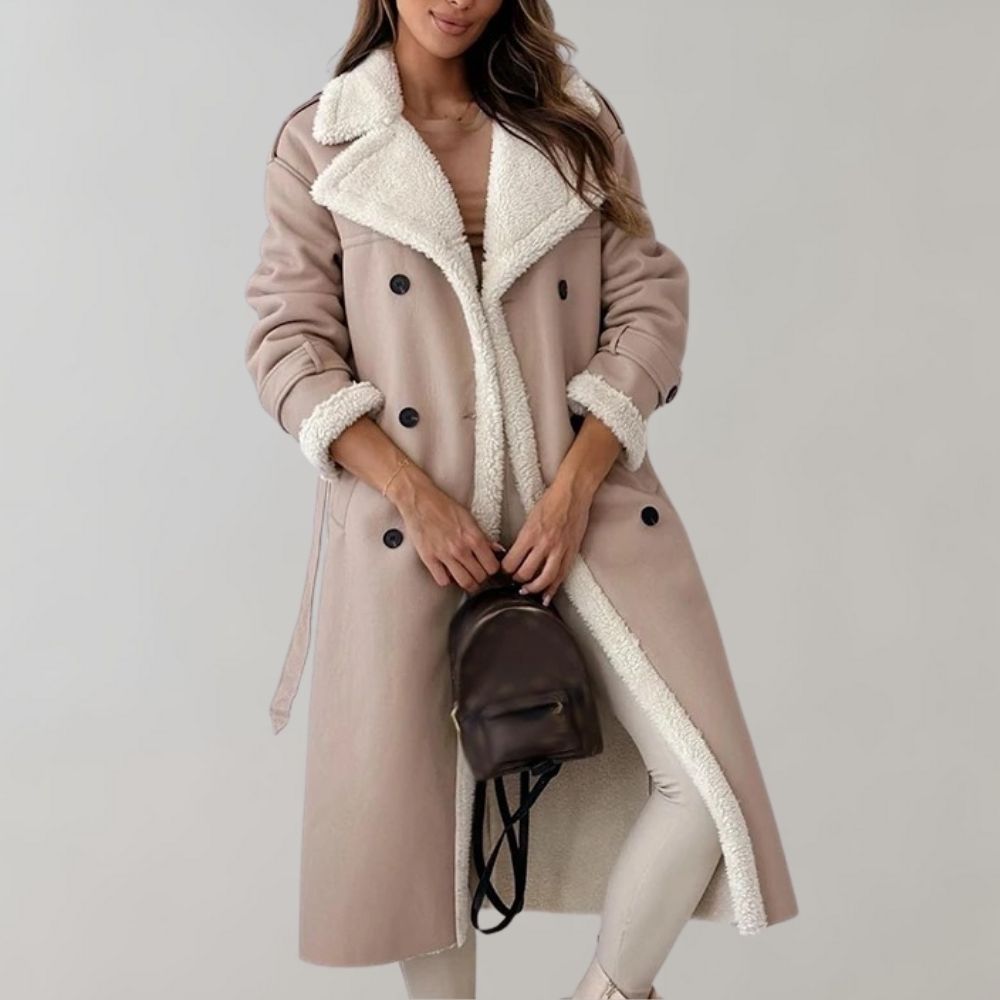 single-breasted winter coat made of soft leather 8