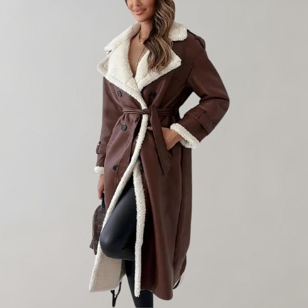 single-breasted winter coat made of soft leather 9
