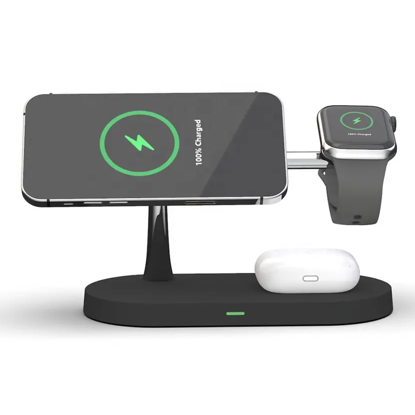 3-in-1 Wireless Charger for Smartphone, Smartwatch, and Earbuds – Fast Charging Station with Modern Design 3