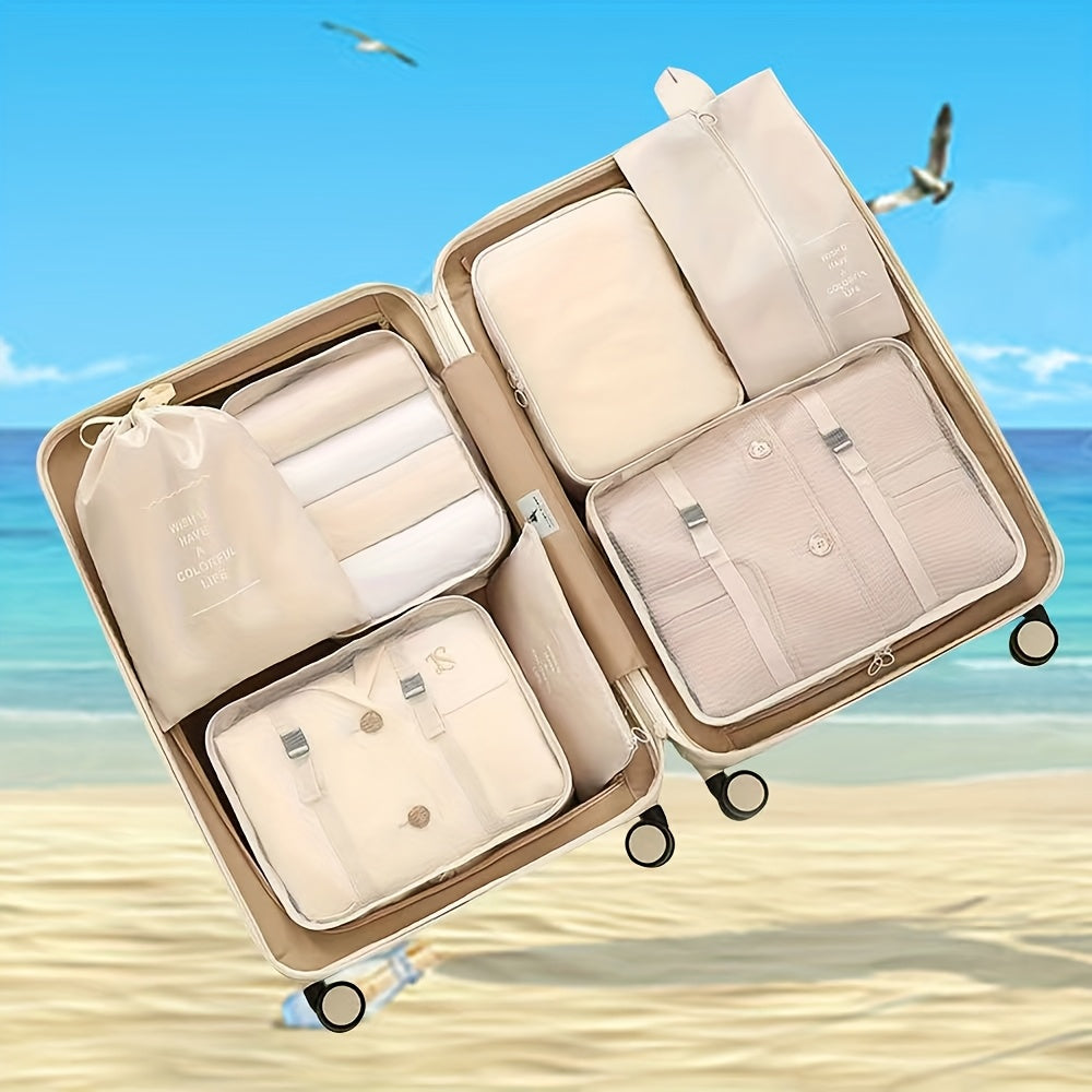 7-teiliges wasserdichtes Reise-Organizer-Set – Große Kapazität für Kleidung & Schuhe