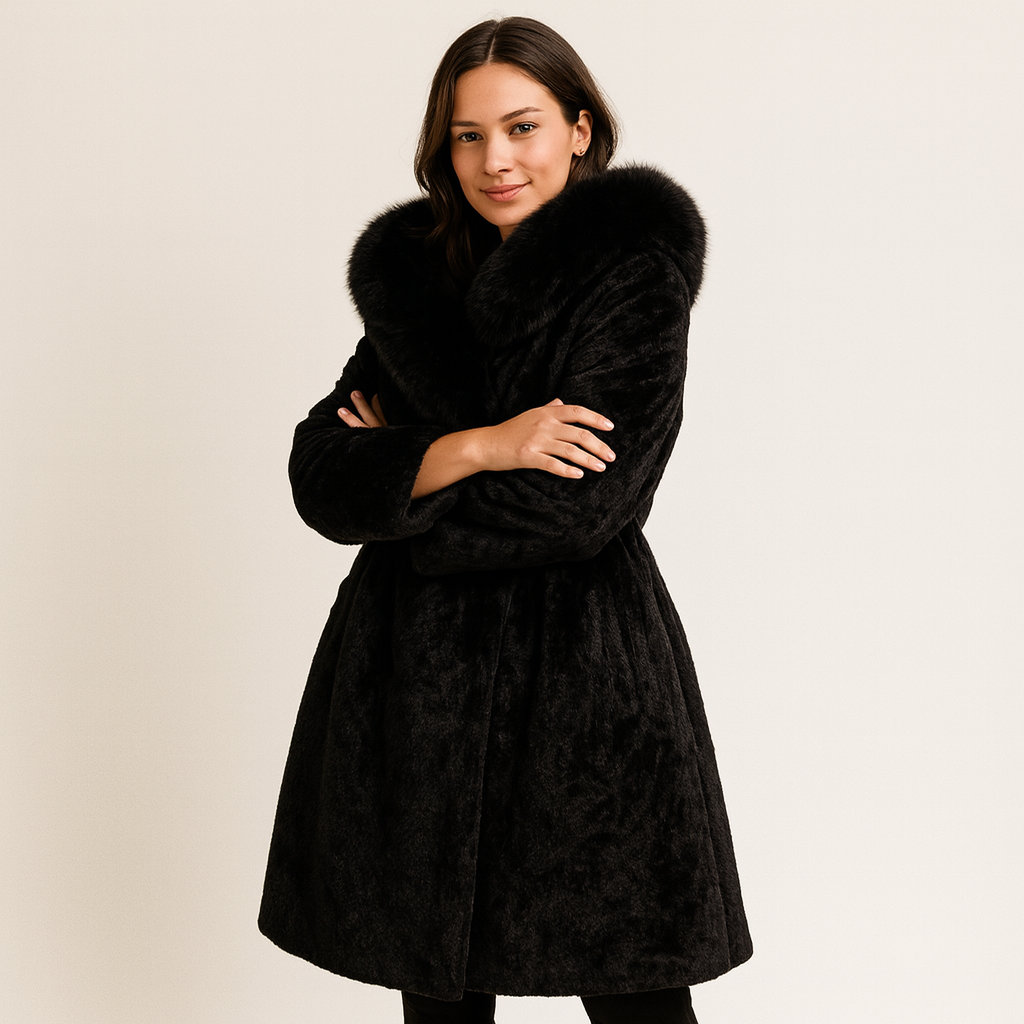 Alessia Vieri | Luxurious Long Winter Coat with Soft Fur Collar 1