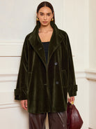 Alexandria | Pocketed Velvet Coat without Belt 4