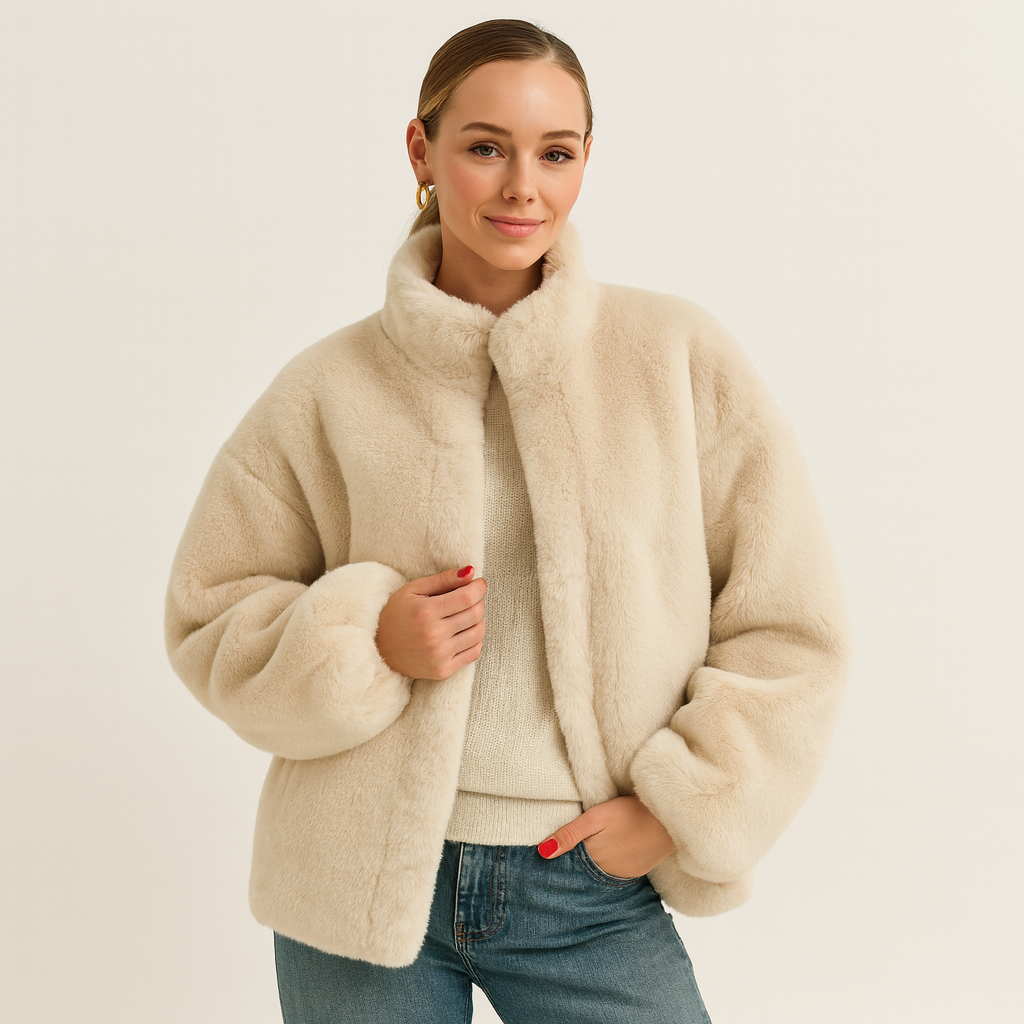 Amelie Soft | Luxury Faux Fur Coat in Beige 0