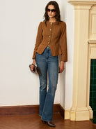 Amyra | Suede Fitted Metal Button Jacket 1