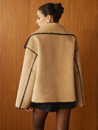 Angelica | Contrast Piping Shift Minky Coat 1