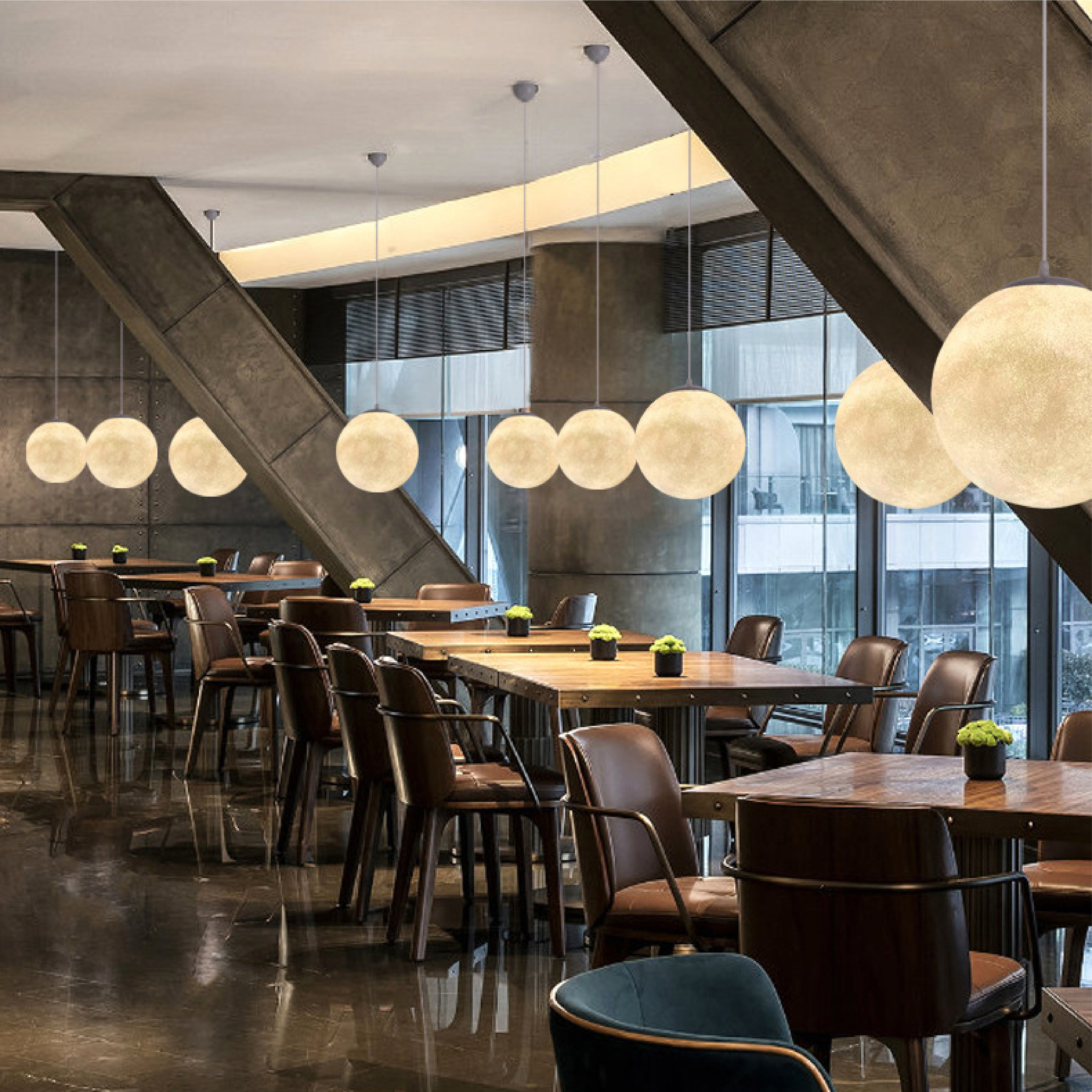 Auralis | Glowing Moon Pattern Hanging Lamp 2