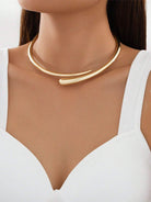 AureaWave | Elegant Minimalist Gold Choker Necklace with Fluid Design 2