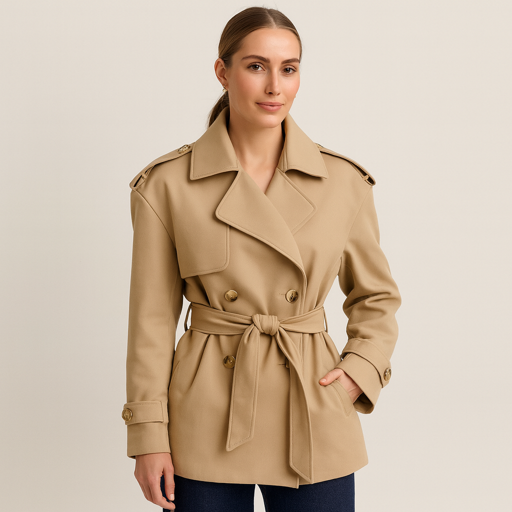 Celeste Chic | Khaki Women's Jacket with Waist Cord 0