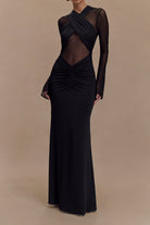 Celestia | Elegant Sheer Long Sleeve Maxi Dress for Women 1