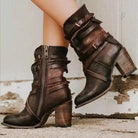 Classic Black Ankle Boots – Women’s Chunky Heel Footwear with Stylish Distressed Detail 1