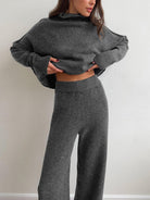 CozyKnit | Soft Stylish Womens Loungewear Set with Turtleneck and Wide-Leg Pants 6