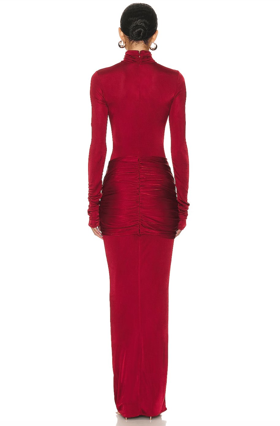 CrimsonSilhouette | Elegant Sculptural High Neck Maxi Dress 4