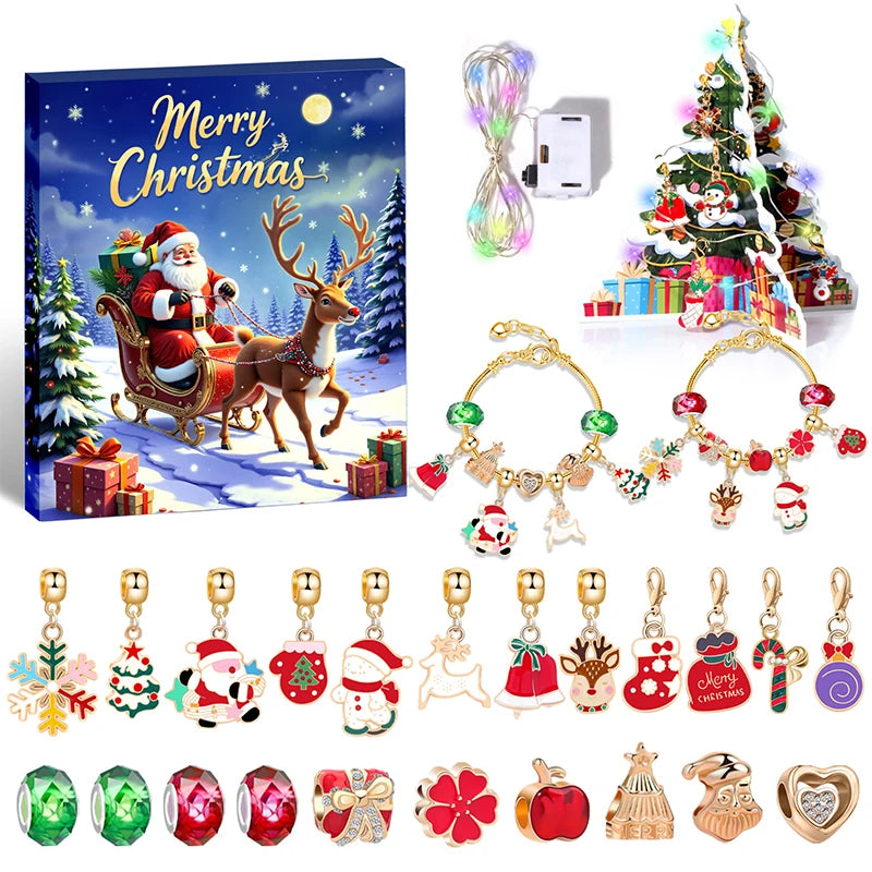 CrystalJoy | Festive Kids’ Christmas Countdown Bracelet Set with Colorful Beads 0