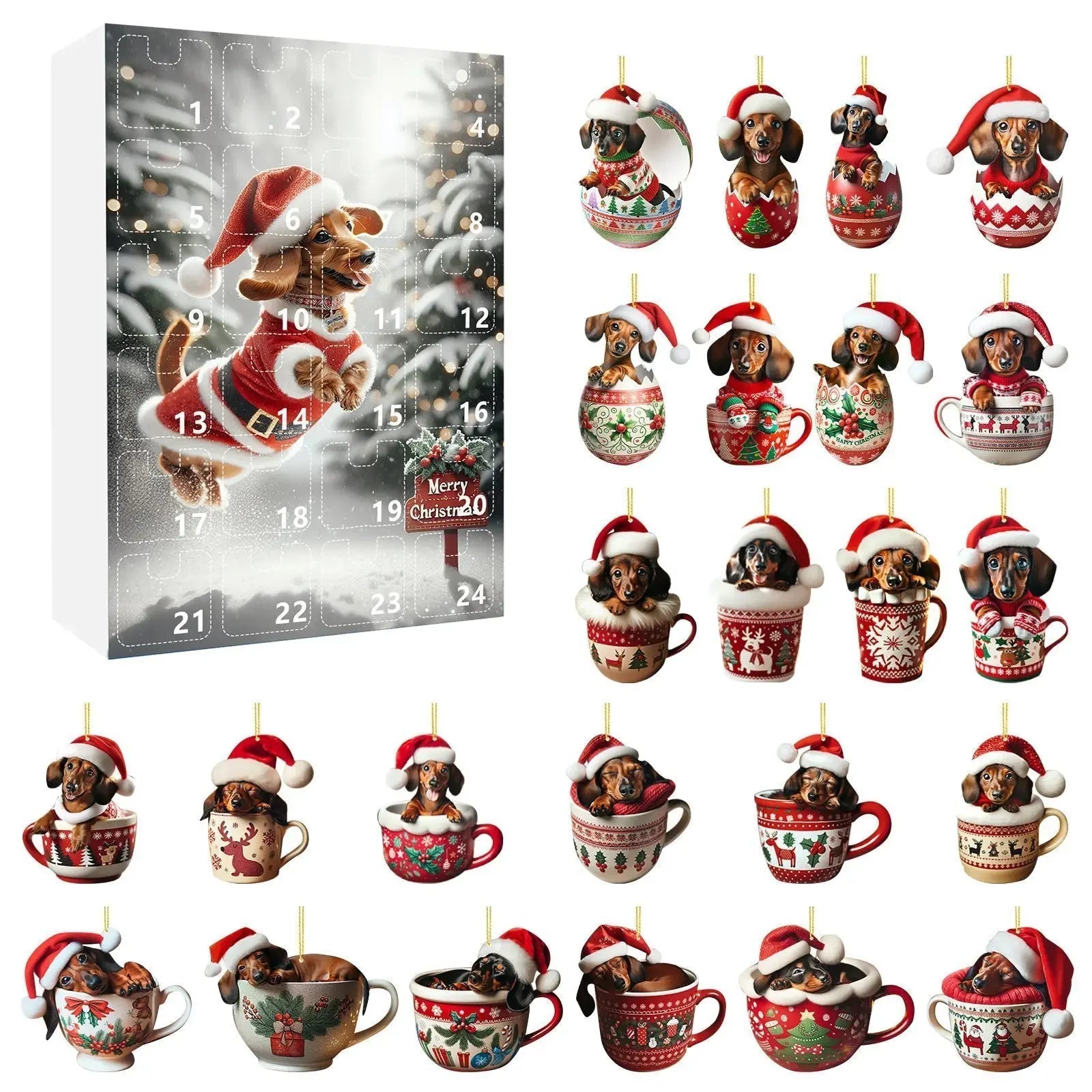 DachshundCharm | Playful Acrylic Dog Advent Calendar for Holiday Countdown 0