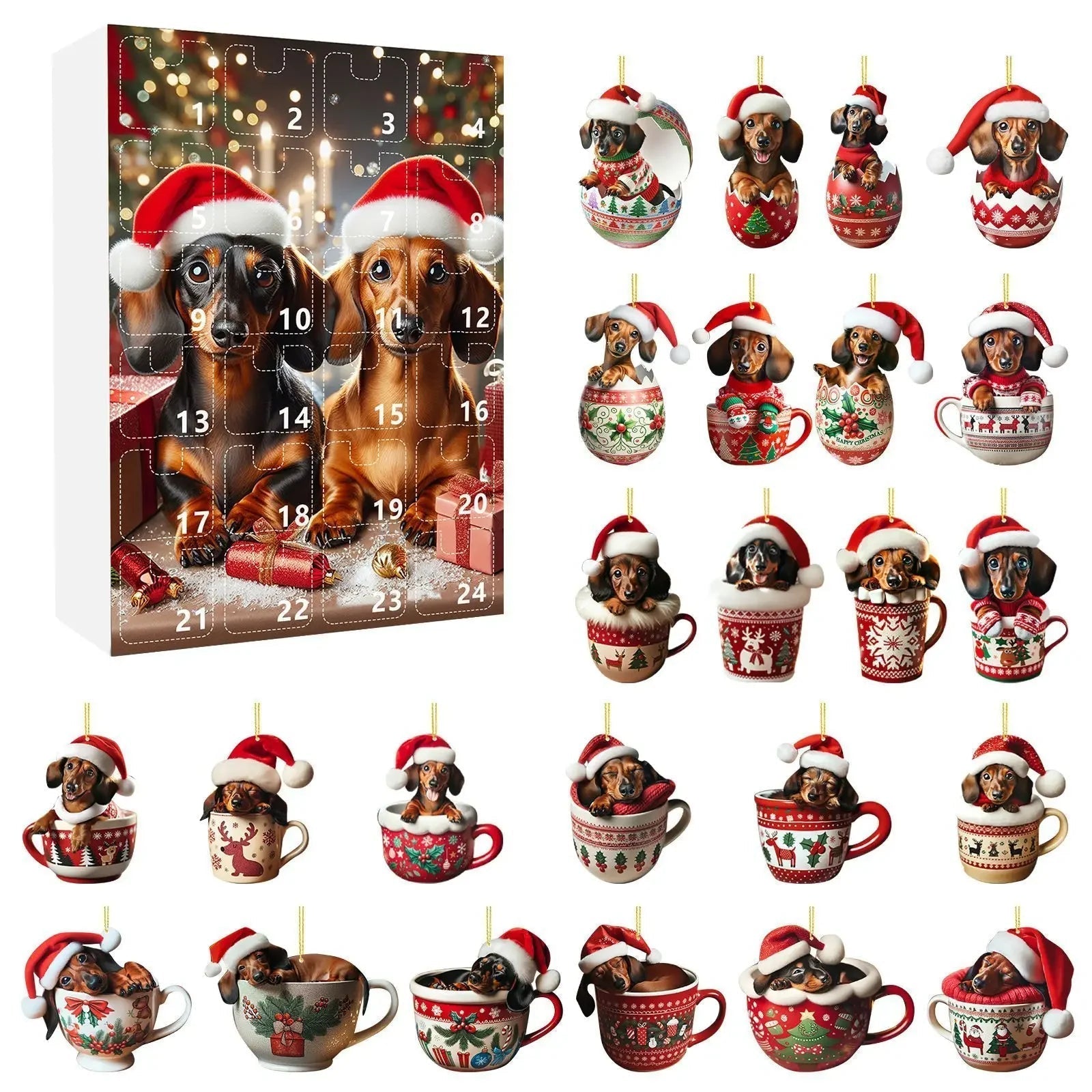 DachshundCharm | Playful Acrylic Dog Advent Calendar for Holiday Countdown 7