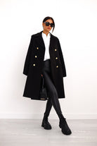 Double-breasted women's wool coat – long length, tailored and with classic lapels for office, everyday and leisure 1