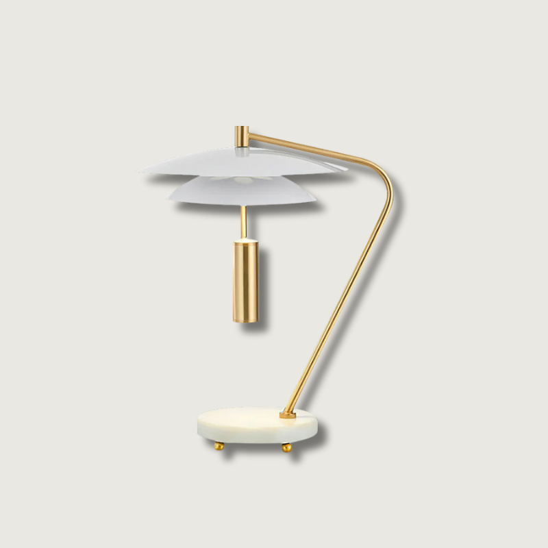 EleganceStone – White Aluminium Lamp with Marble Base 0