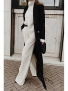 Elegant Women’s Full Length Wool Coat – Double-Breasted Tailored Design with Notched Lapel for Winter 1