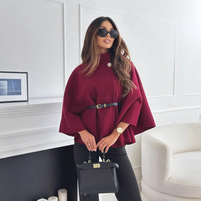 Evelina | Chic Women's Cape Coat – Elegant Style with Sophisticated High Neck 0