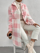 Evelyne | Cozy Women's Teddy Fleece Coat – Long Plaid Design for Winter 0