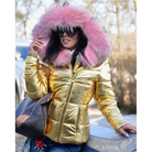 Fashionable Women’s Quilted Puffer Jacket – Insulated Slim Fit Coat with Faux Fur Hood for Winter 0