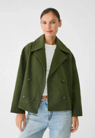 Fashionable wool-look transitional jacket for women – boxy cropped coat with oversized fit 2