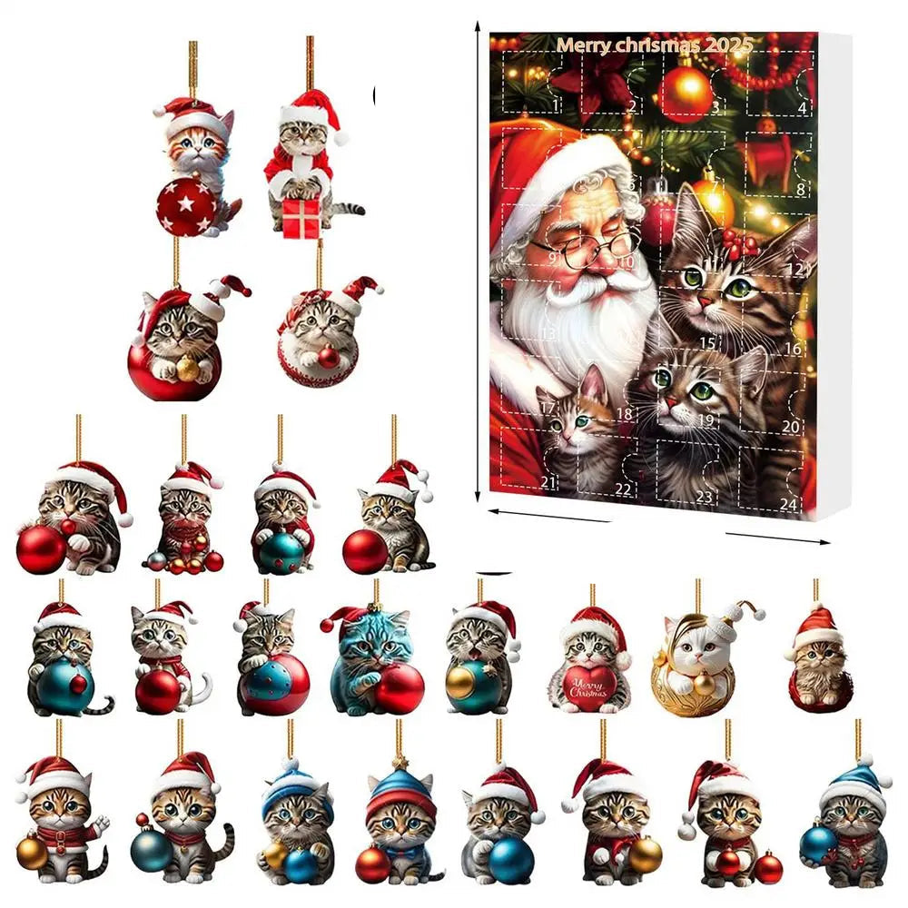 FelineFest | Durable Acrylic Cat Ornament Set for Festive Christmas Decor 0