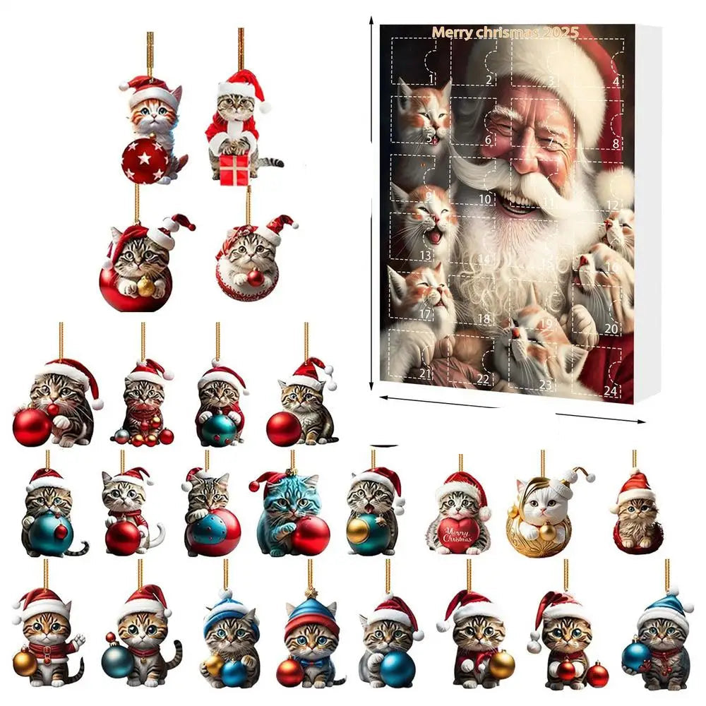 FelineFest | Durable Acrylic Cat Ornament Set for Festive Christmas Decor 7