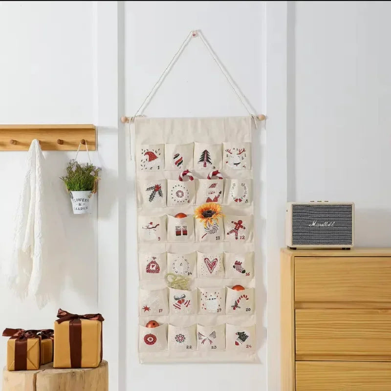 FestiveCanvas | Colorful Hanging Advent Calendar with 24 Storage Pockets 5