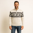 FestiveKnit | Cozy Black Men's Christmas Jumper with Zip Stand Collar 1