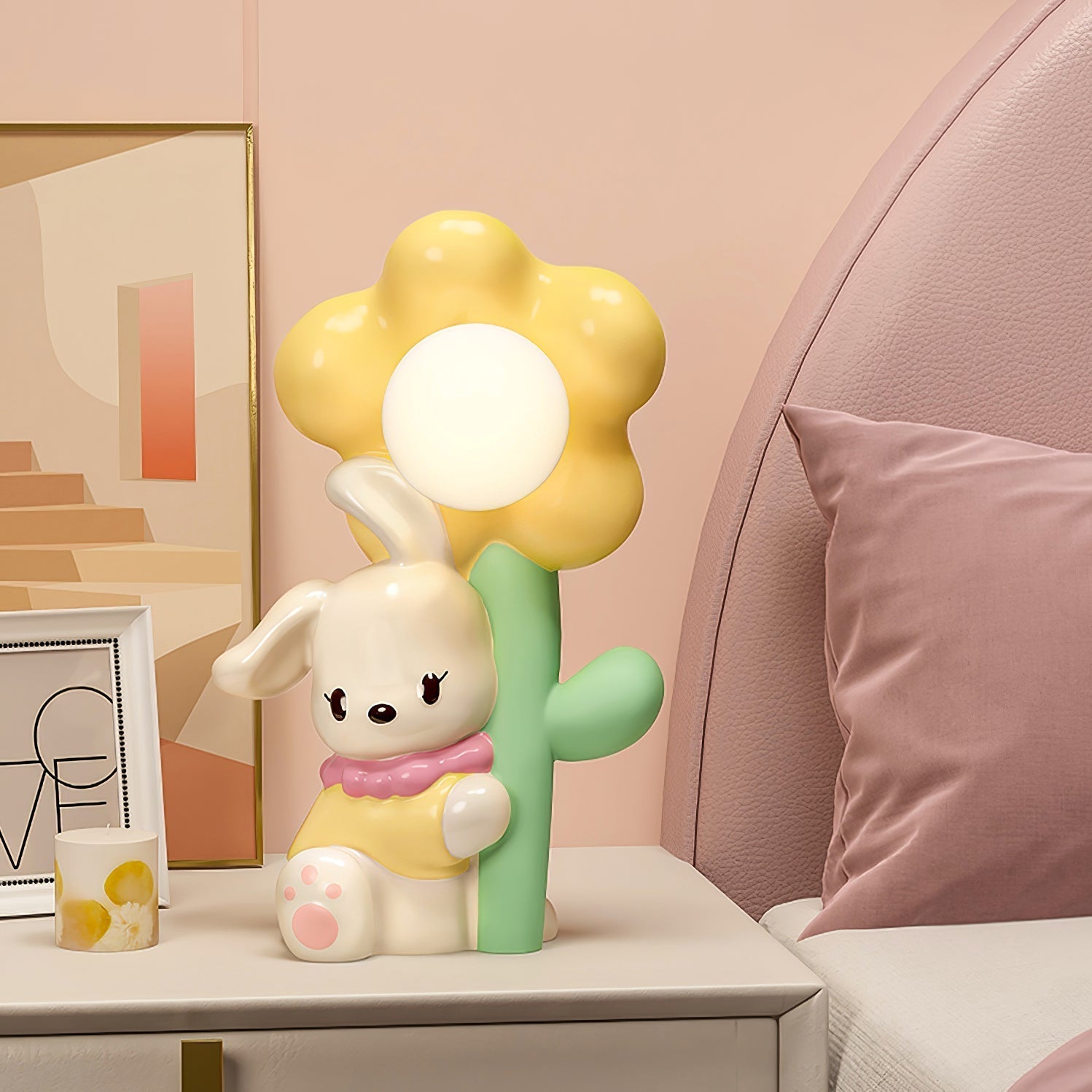 FloraBunny - Table Lamp with Sweet Rabbit and Delicate Flower Design 0