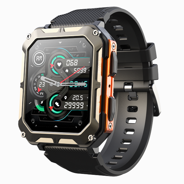 Heavy-Duty Rugged Smartwatch with Gorilla Glass Screen, Stainless Steel Body, Waterproof Fitness Tracking, and Health Features 0