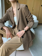 Houndstooth Split Blazer With Belt 2