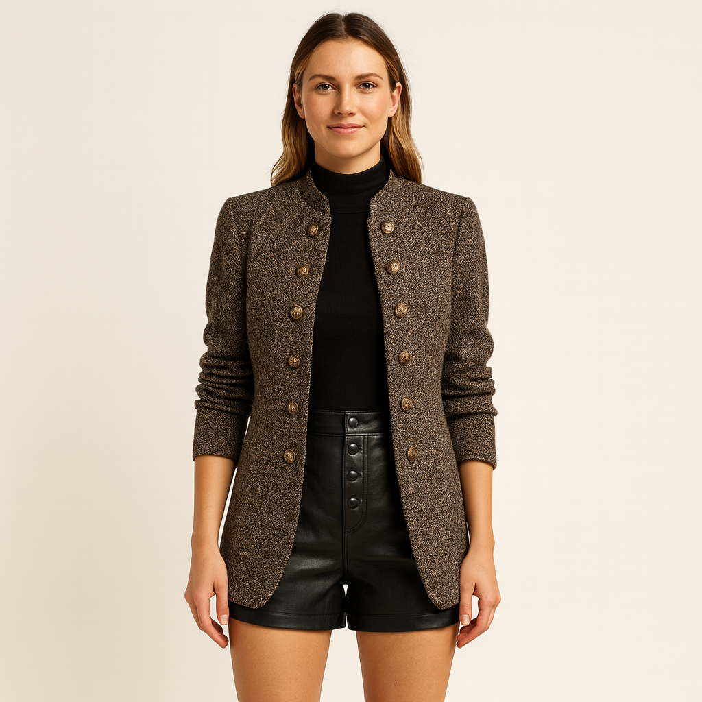 Isabella Grace | Luxurious Blazer in Khaki & Black 0