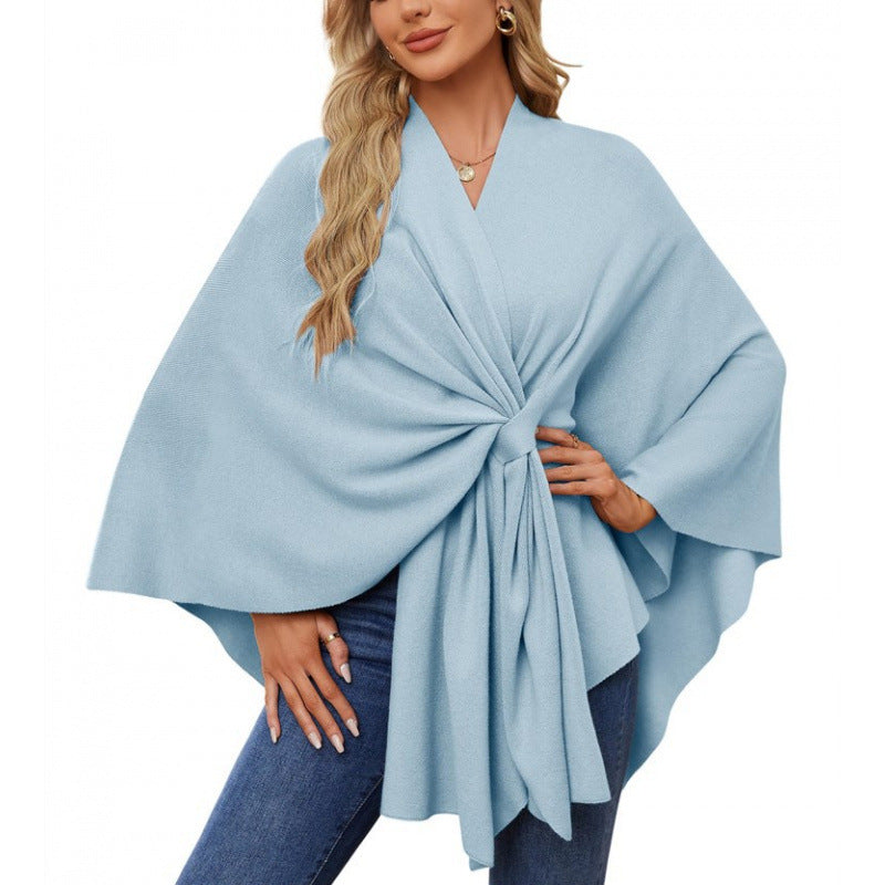Isabella Wrap | Luxury Women's Wrap Poncho with Waistband 4