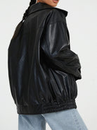 Ivana | Stylish Oversized Leather Bomber Jacket for Women - Effortless Fashion 0