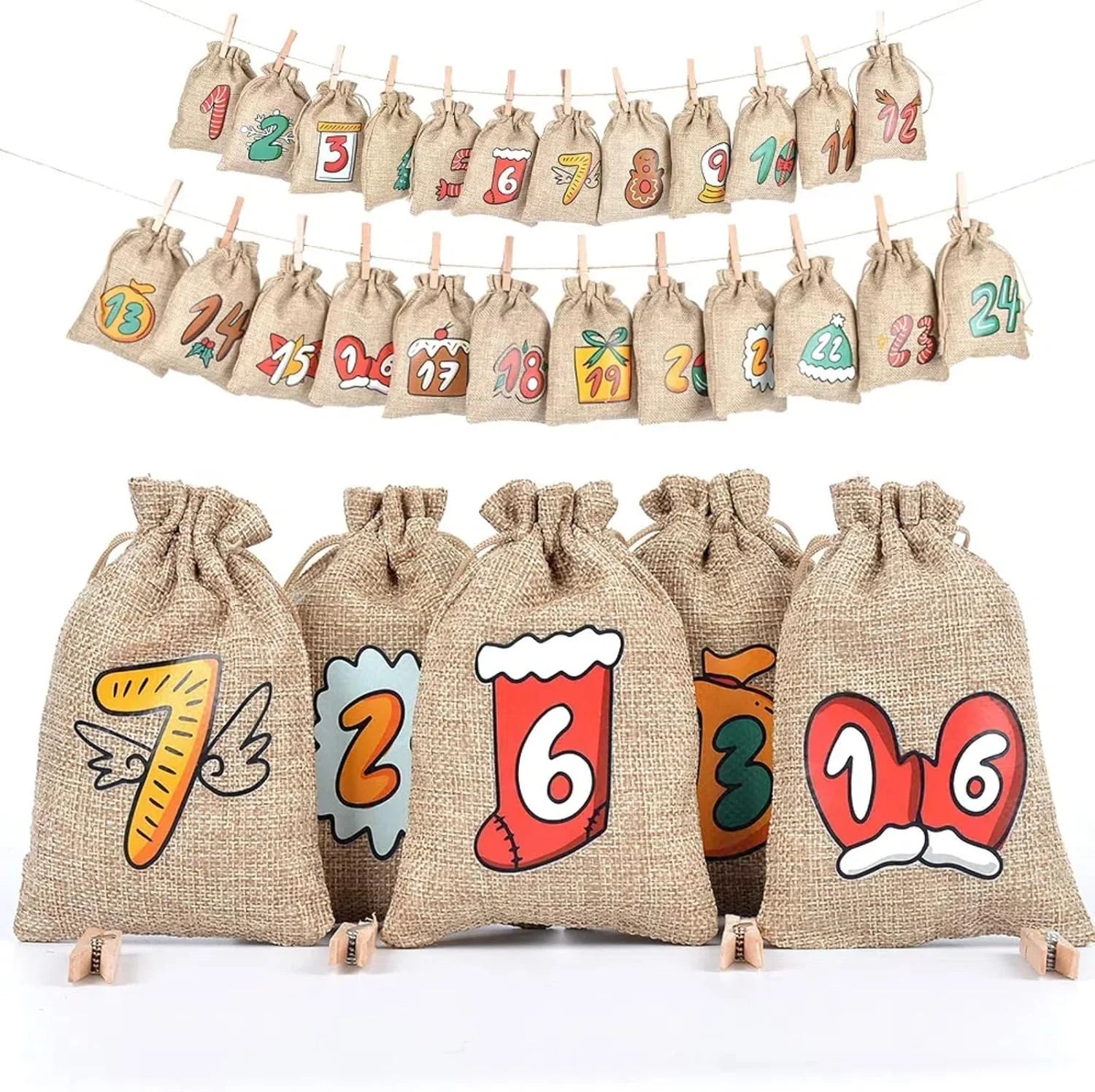 JuteNest | Eco-Friendly Hanging Advent Countdown Calendar with Rustic Design 1