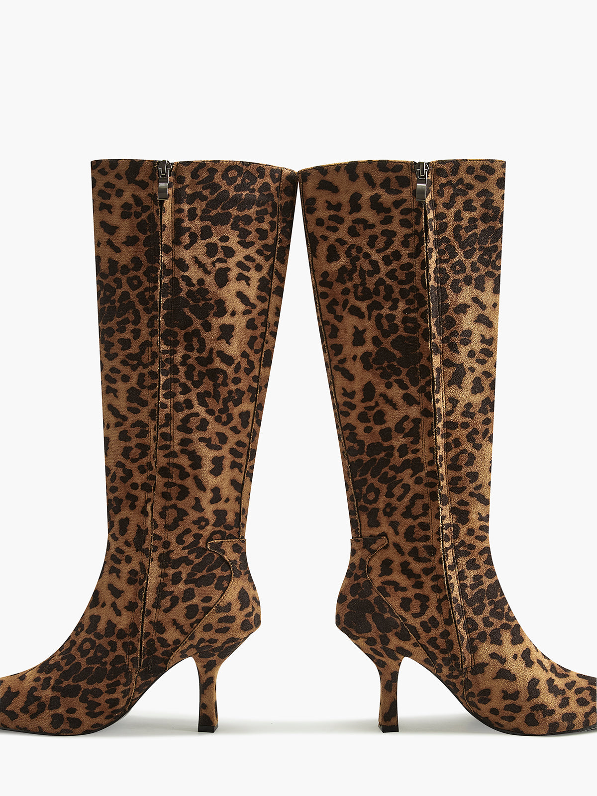 Leopard Print Knee High Boots for Women with Pointed Toe and Mid-Heel – Stylish and Comfortable 6
